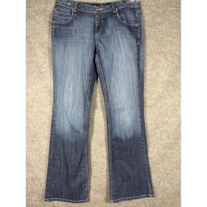 Mossimo Premium Denim Women 8 Dark‎ Wash Bootcut Jeans Stretch Mid Rise Blue